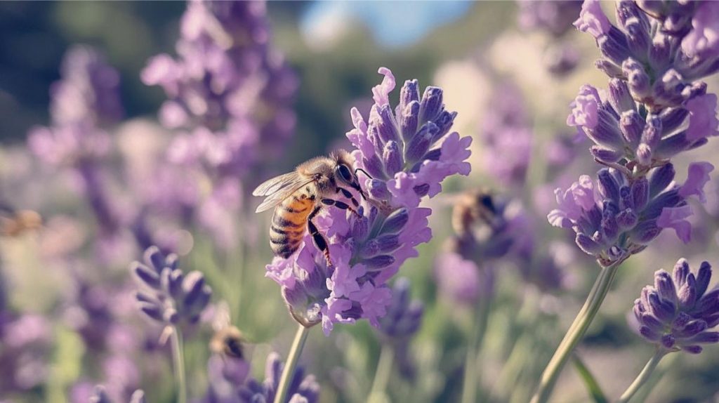 A bee pollinating a flower