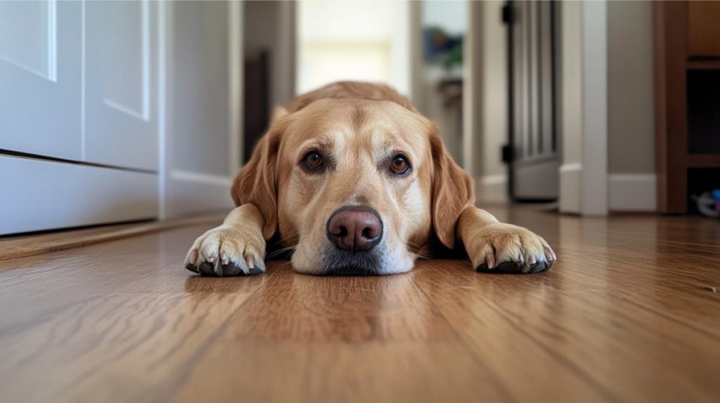 A lethargic yellow lab