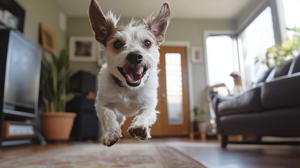 An engergetic dog in a new home