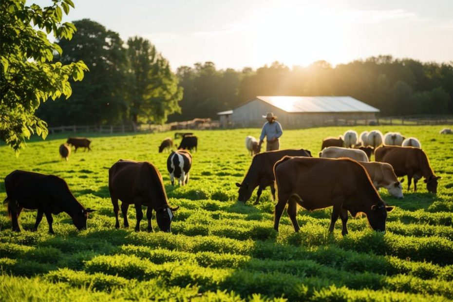 Cows grazing a natural pasture