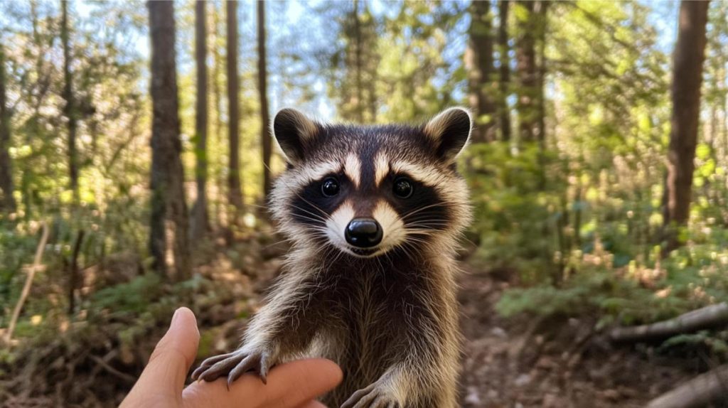 Releasing a raccoon back into the wild