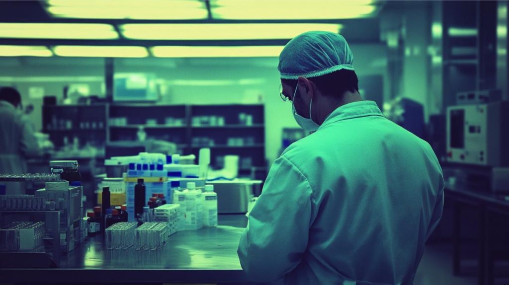 A lab worker in a testing facility