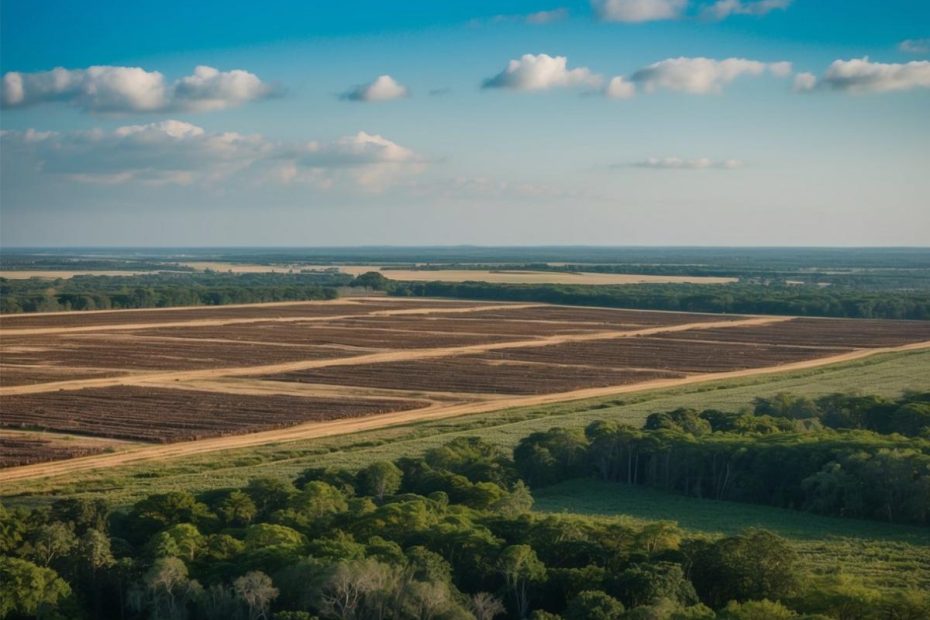 Aerial view of farm land