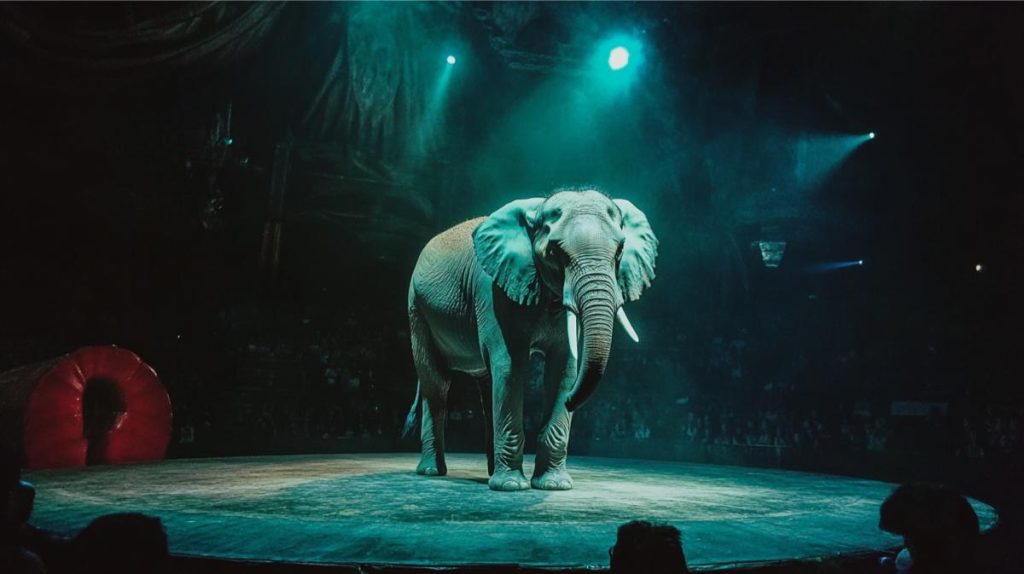 An elephant performing at a circus