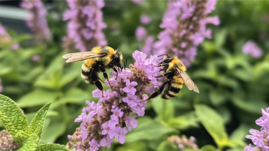 Bees pollinating a flower