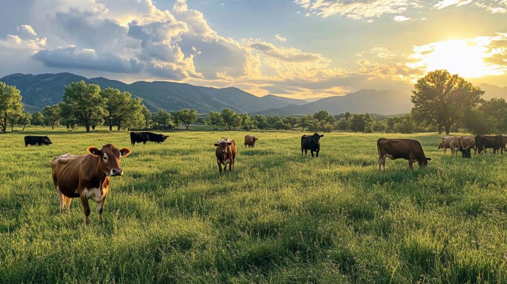 Cows grazing an open ranch