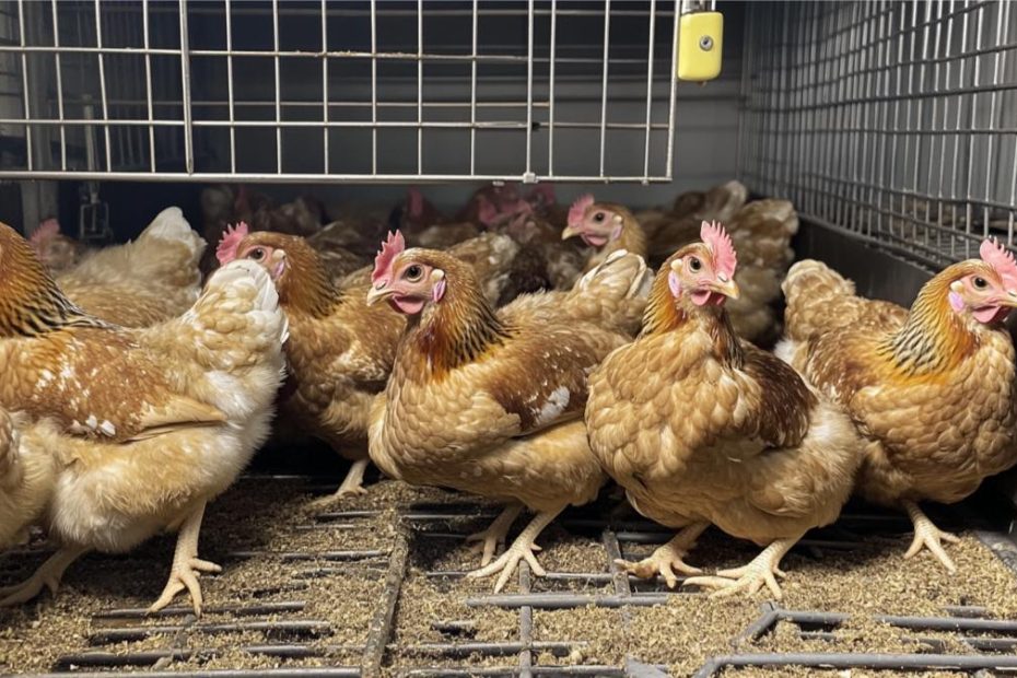 Cramped chickens in a factory farm