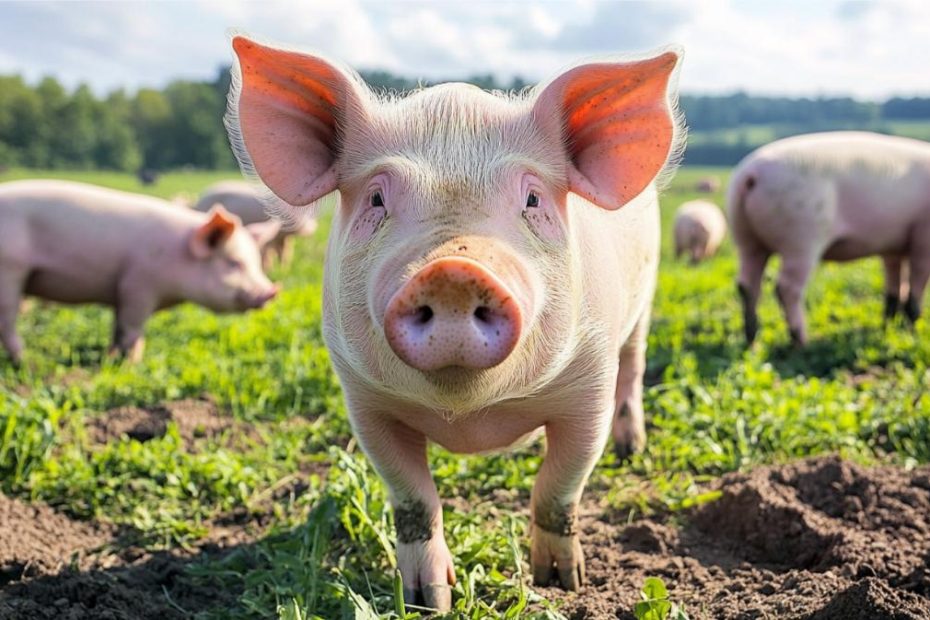 Pigs at a free-range farm