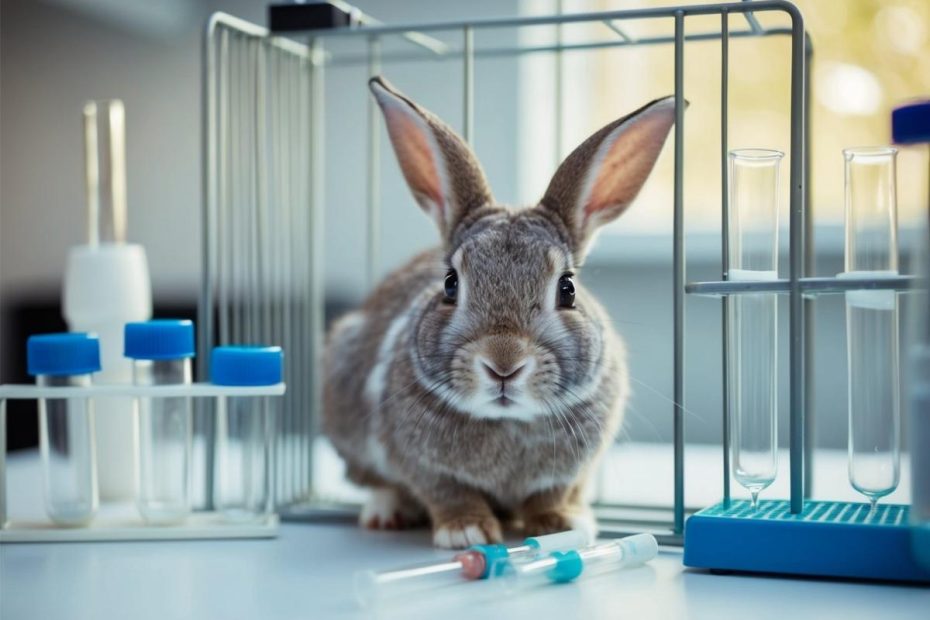 A rabbit in a testing facility