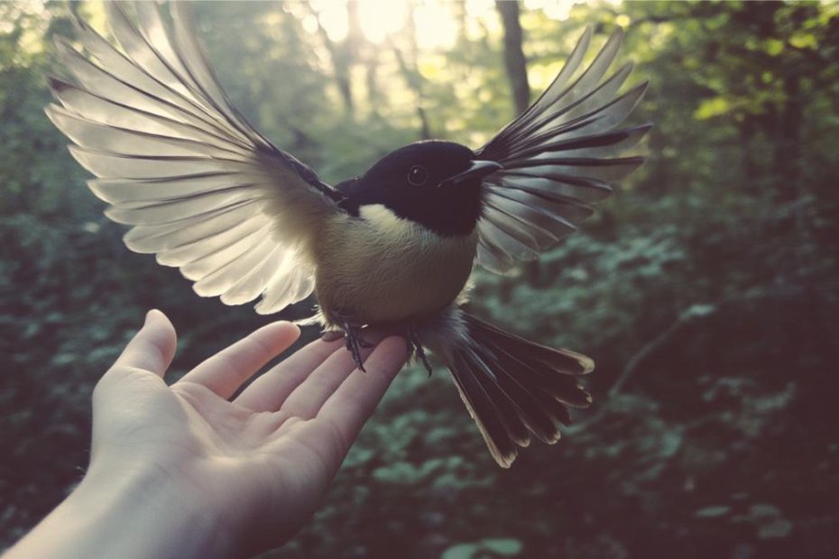 Releasing a rehabilitated bird back into the wild